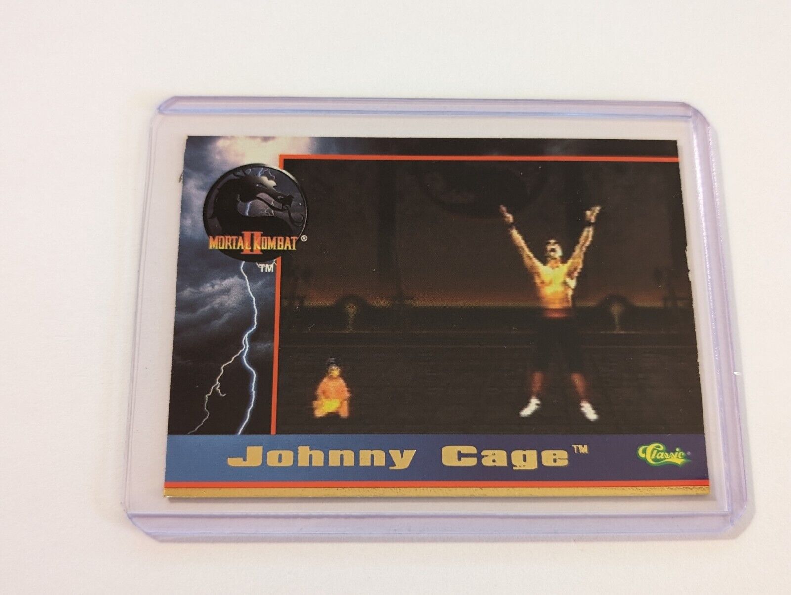 1994 Classic Mortal Kombat 2 Babality Move BAB7 Johnny  Cage Card in Toploader