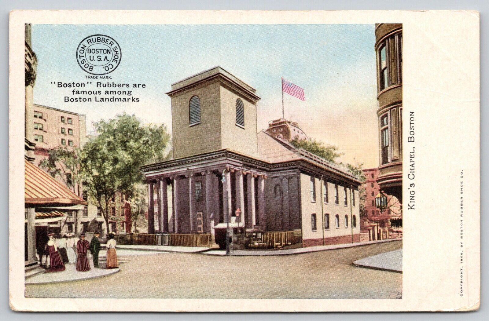 Postcard MA Boston King\'s Chapel Boston Rubber Shoe Co