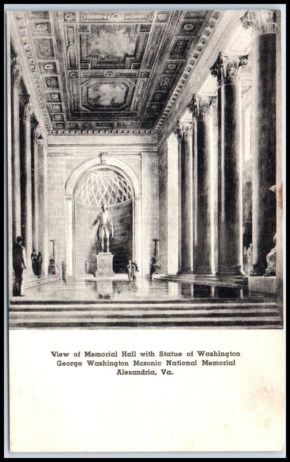 Postcard Memorial Hall Statue Washington Alexandria, Va.   H66