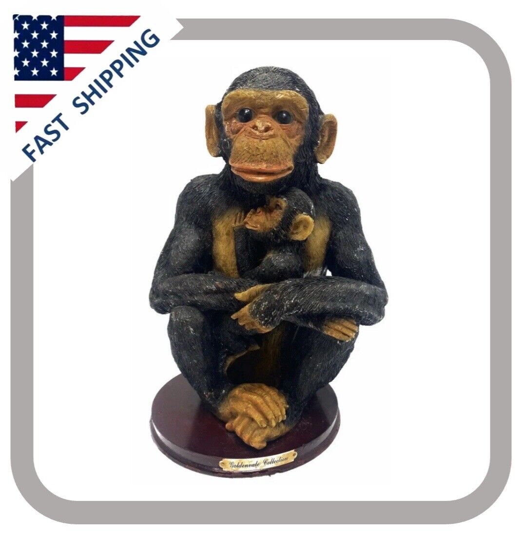 Goldenvale Collection Statue Mother Monkey Holding Baby