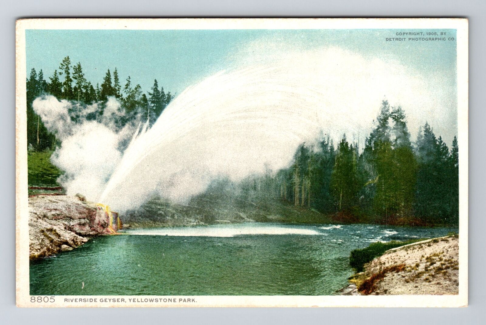 Yellowstone Park WY-Wyoming, Riverside Geyser, Vintage Postcard