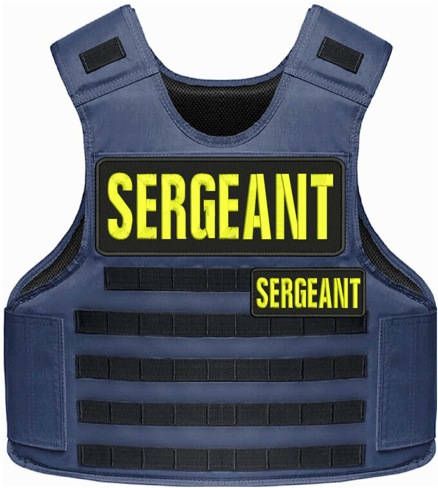 SERGEANT EMBROIDERY PATCH 4X11 AND 2X5 VELCR@ ON BACK Yellow ON BLACK
