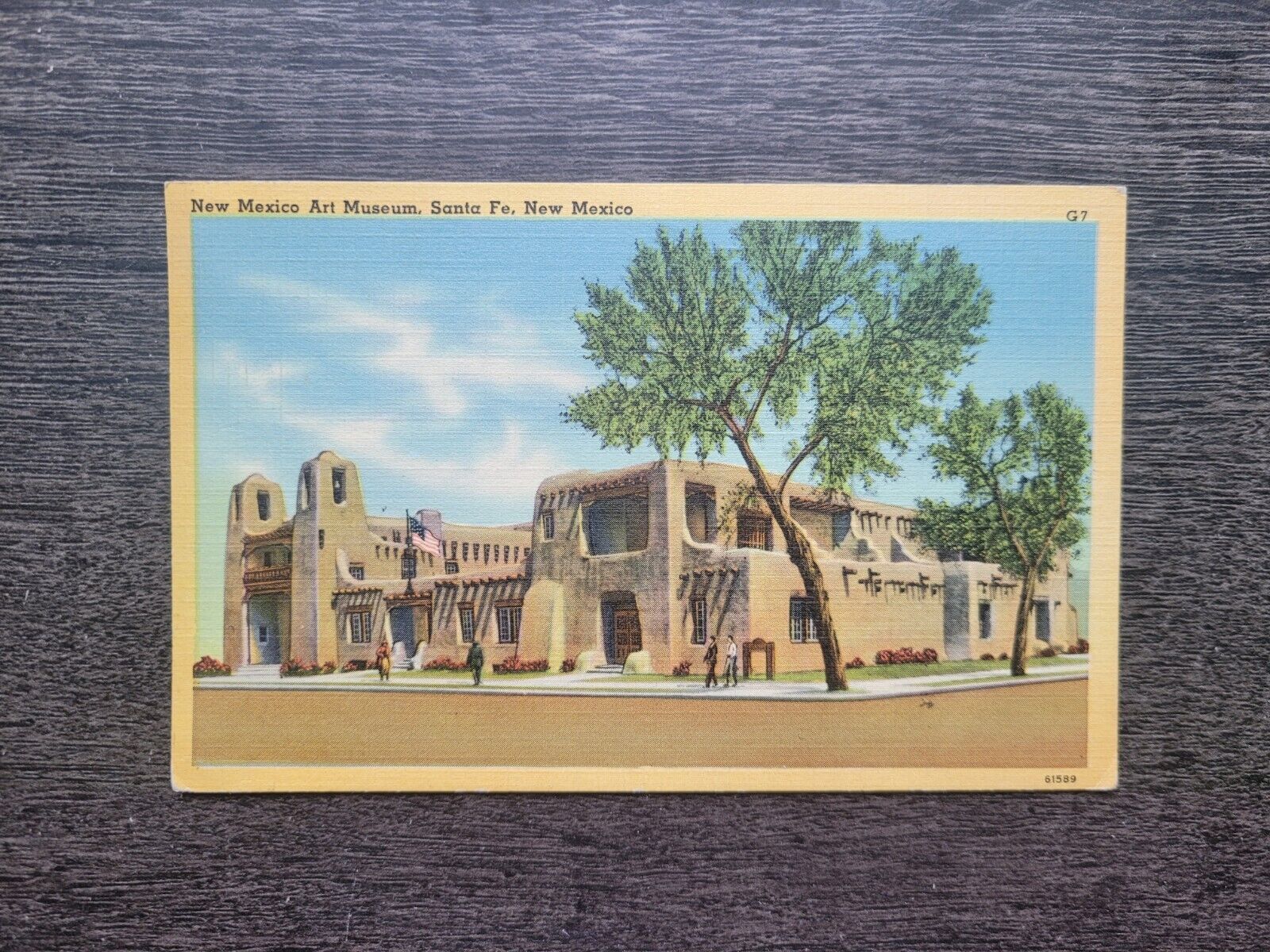 Santa Fe NM New Mexico Art Museum Vintage Postcard c1941 Cimaron Football Cancel