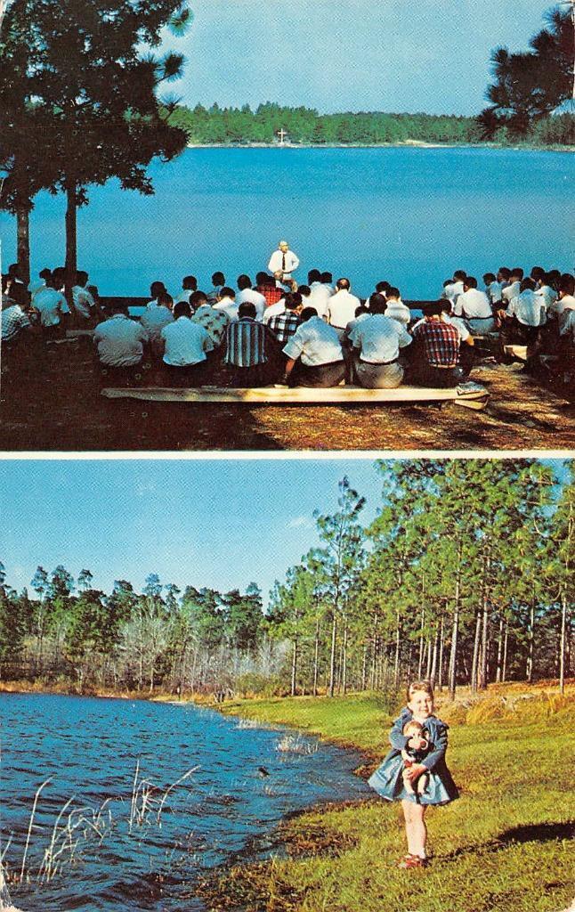 Andalusia, AL Alabama  BLUE LAKE METHODIST BIBLE CHURCH CAMP Girl/Doll Postcard