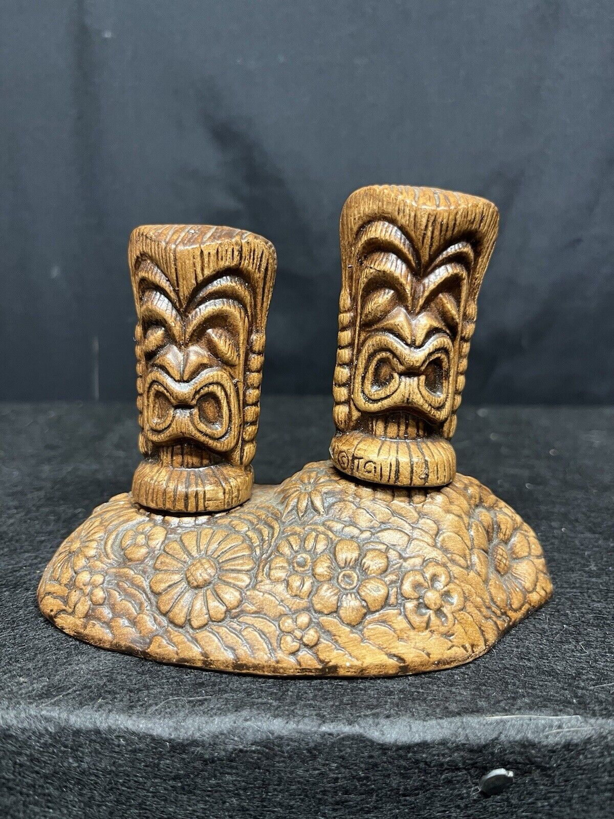 Vintage Treasure Craft Ceramic Tiki Salt And Pepper Shakers SEE PICTURES 