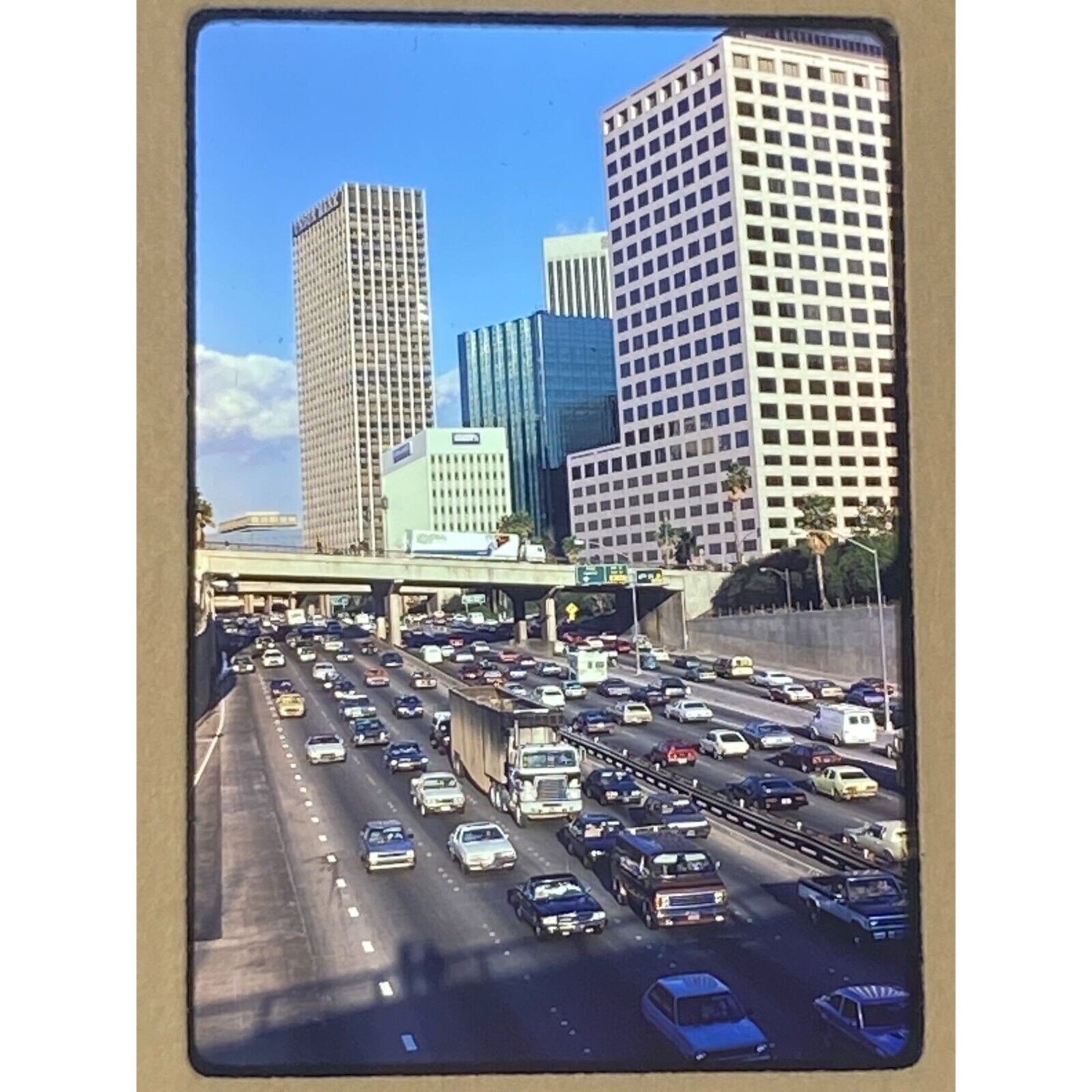 Vtg 1985 Los Angeles Freeway Traffic Classic Cars Downtown LA Kodak Slides 40+