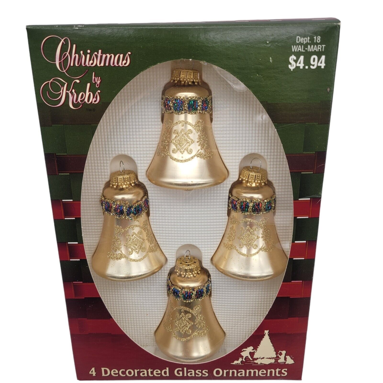 Christmas by Krebs Embellished Gold Bell Ornaments Box of 4