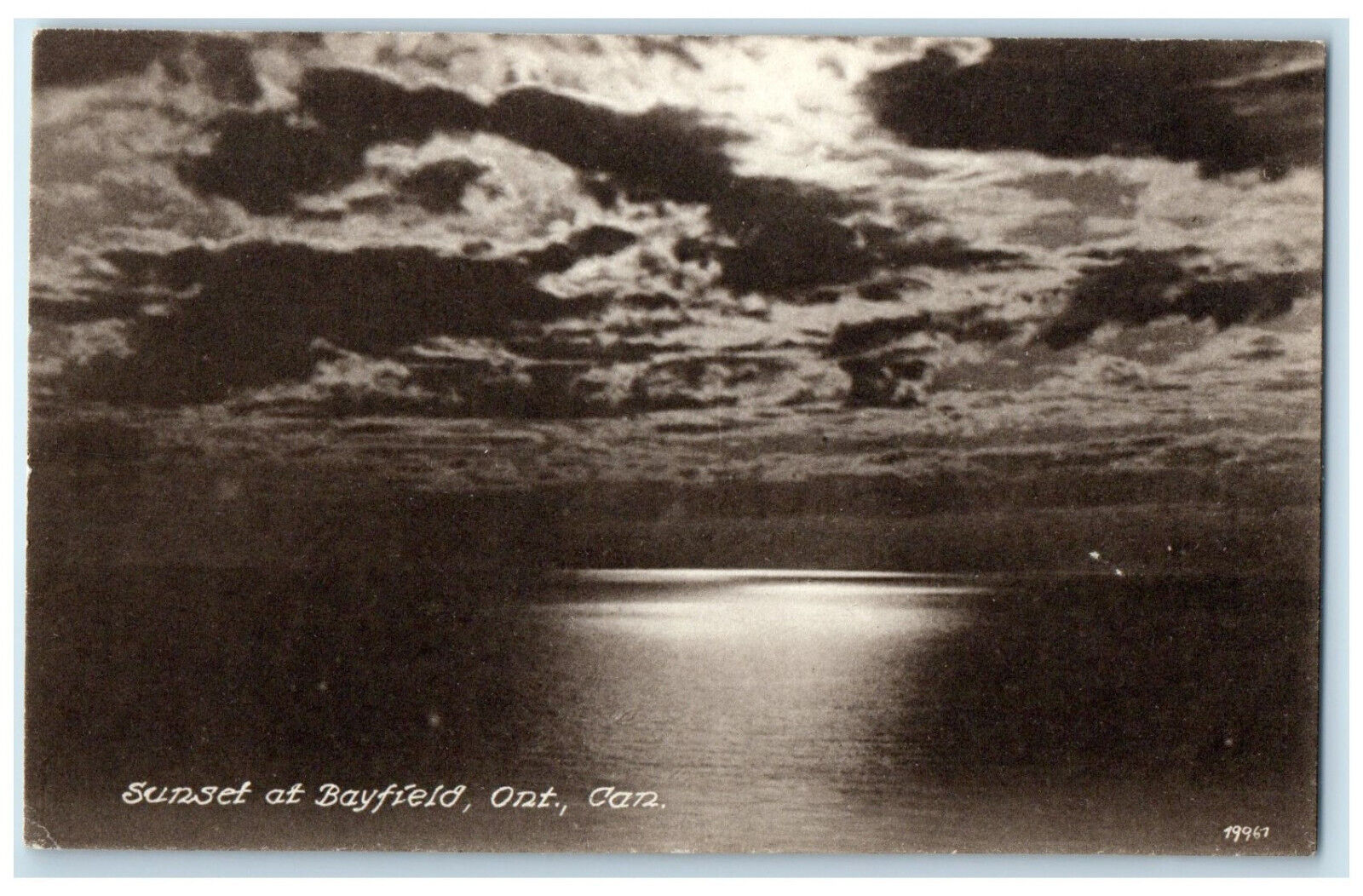 1929 Christmas Day Sunset at Bayfield Ontario Canada Vintage Posted Postcard