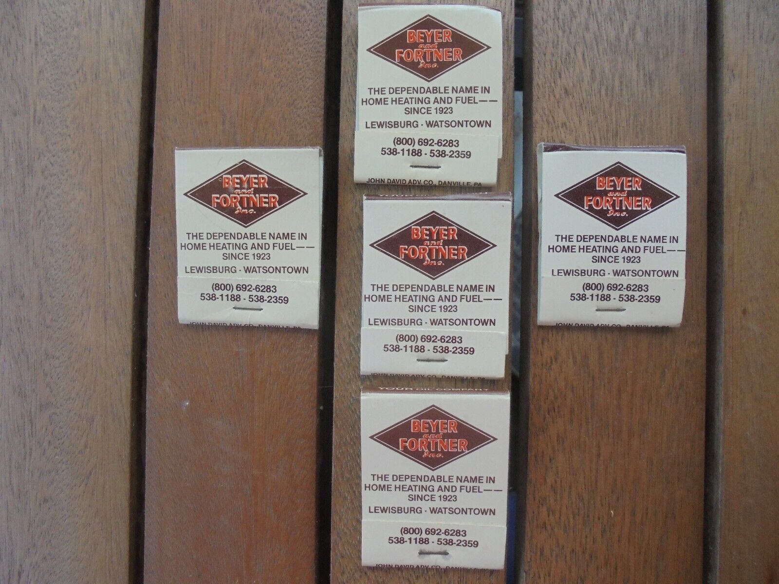 Lewisburg Pa. Lot of 5 Vintage Beyer and Fortner Matchbooks