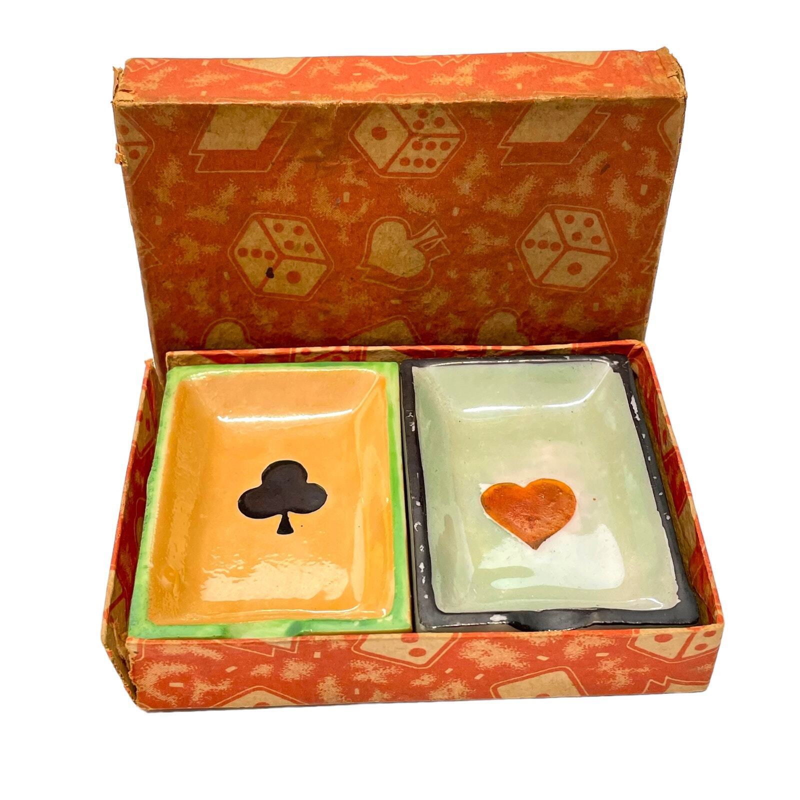 Vintage Playing Cards Suits Mini Ash Trays Clubs Hearts 