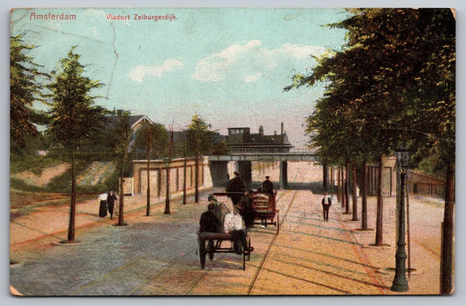 Viaduct Zeiburgerdijk Amsterdam Holland — Antique Postcard (Rare)