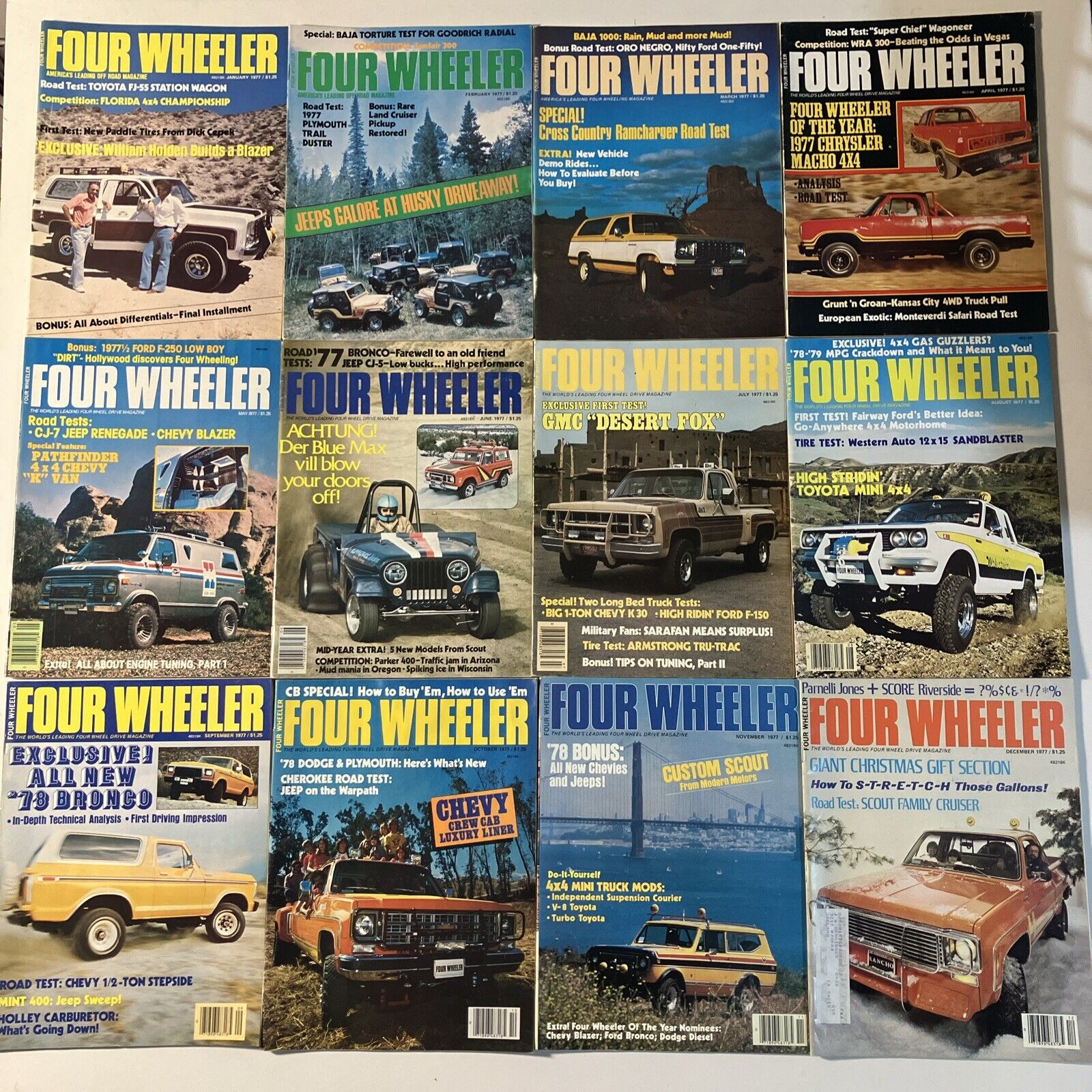 1977 Four Wheeler Magazine Lot Of 12 Complete Year Jan-Dec Jeep Ford Blazer