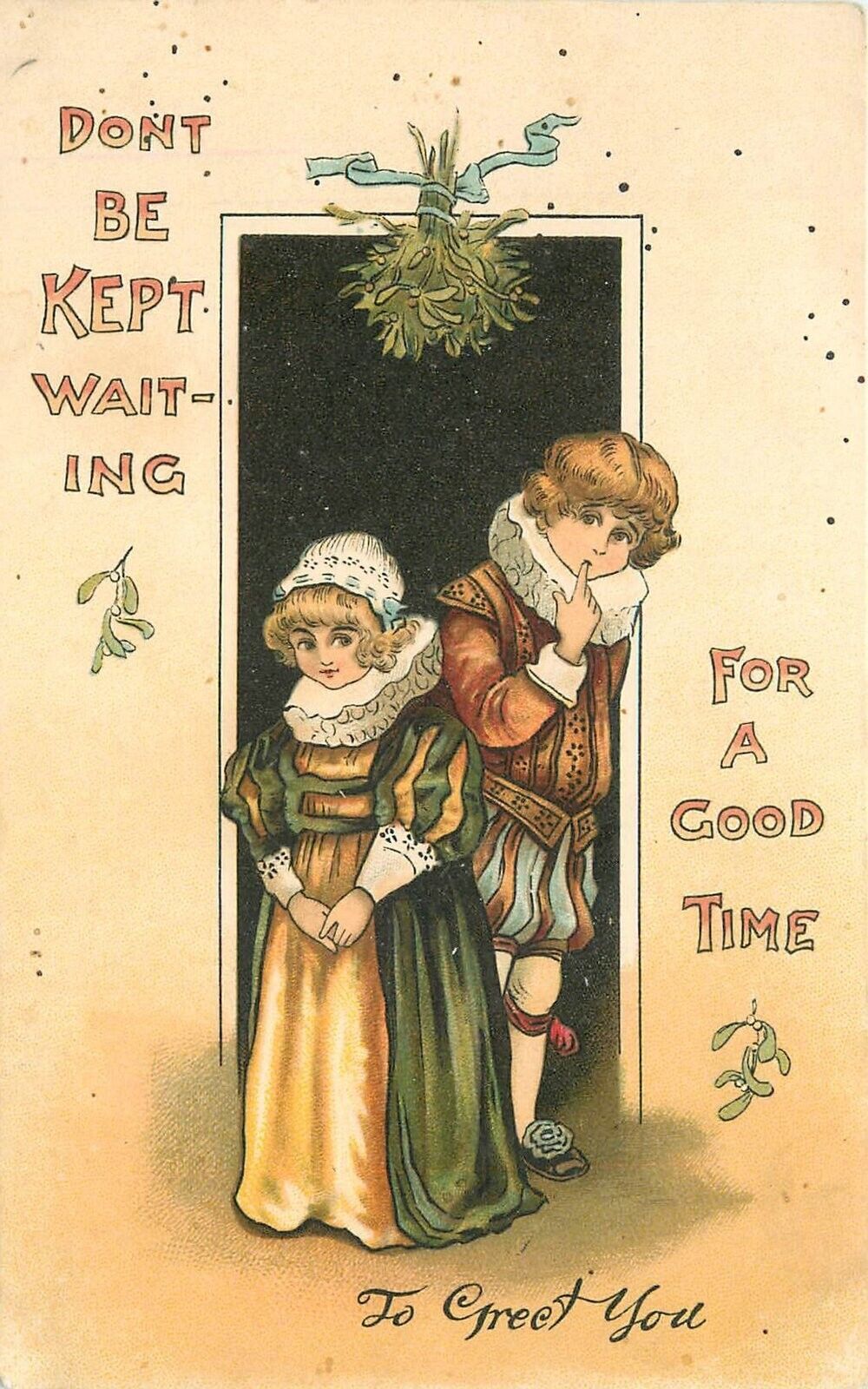 Postcard C-1905 Children don\'t be kept waiting Artist International 23-8351