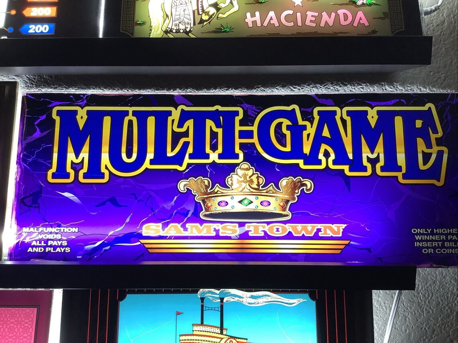 Sams Town Hotel Casino Las Vegas Multi Game Slot Machine Glass