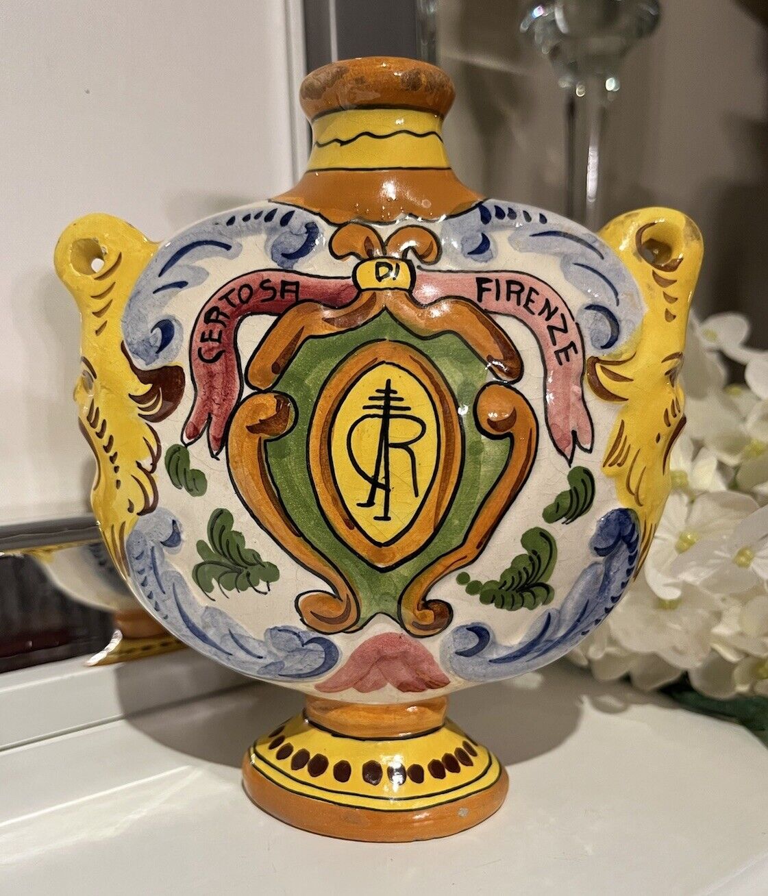 Vintage Italian Flask Certosa di Firenze Flask Miniature Bottle