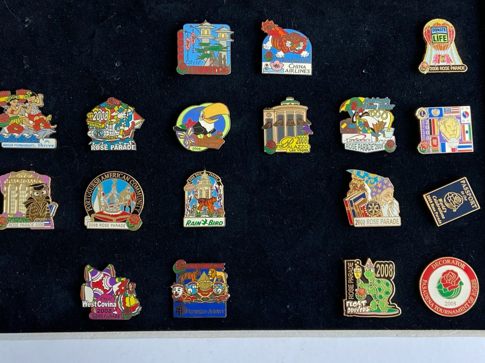 18  Rose Parade 2008 ASSORTED COLLECTIBLE  119th Tournament of Roses Lapel Pins