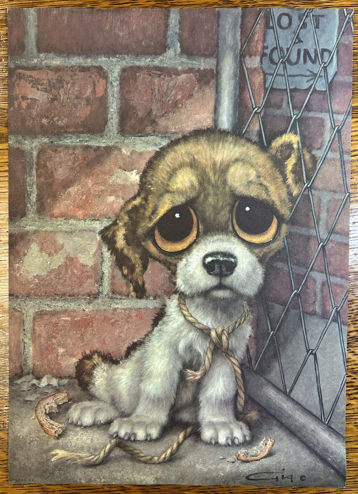 1966 Gig 10x14 Sad Puppy Eyes Cartoon Dog Print, D. A. C., Retro Wall Art
