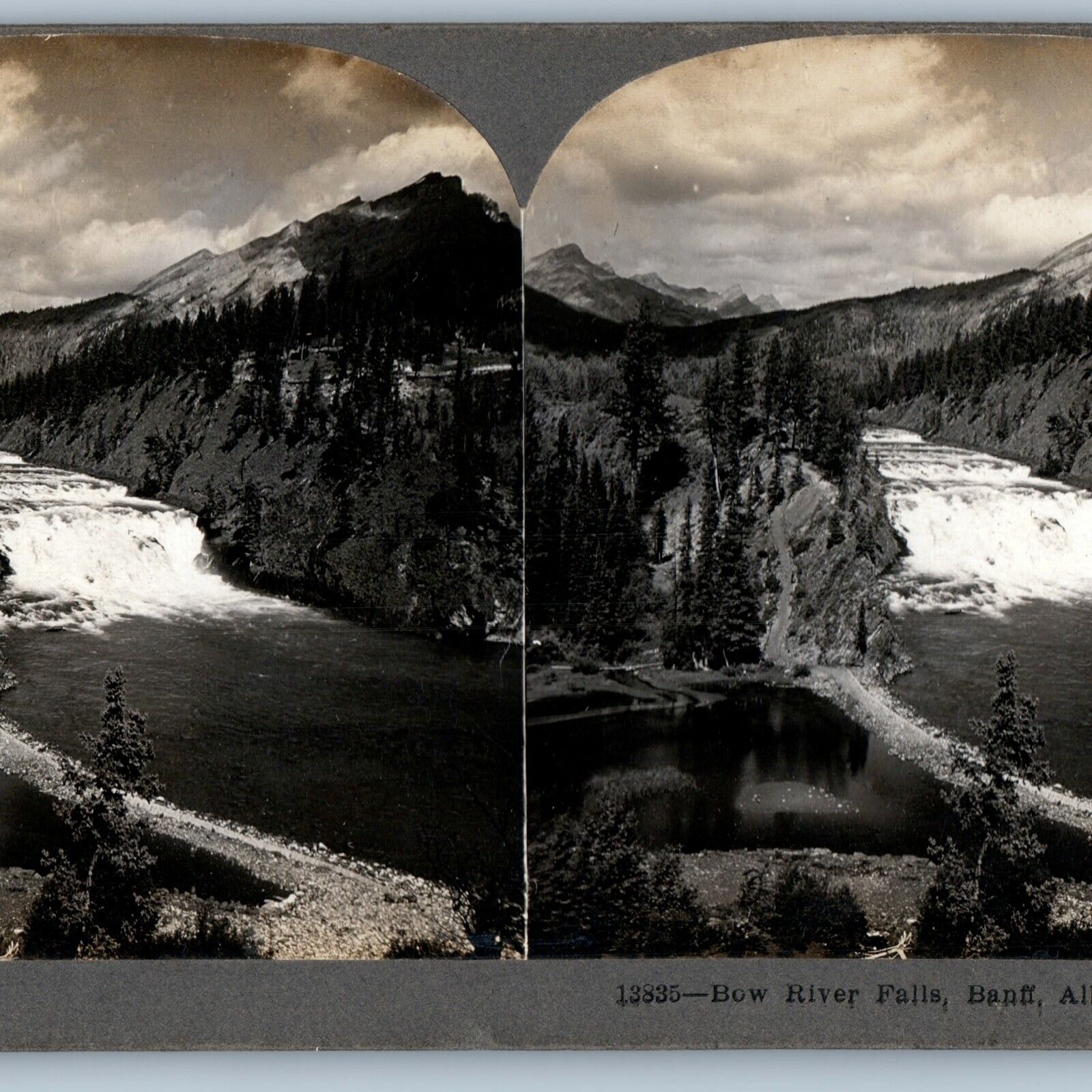 1904 Banff, Alberta Canada Bow River Falls Birds Eye Stereo Sharp Real Photo V26