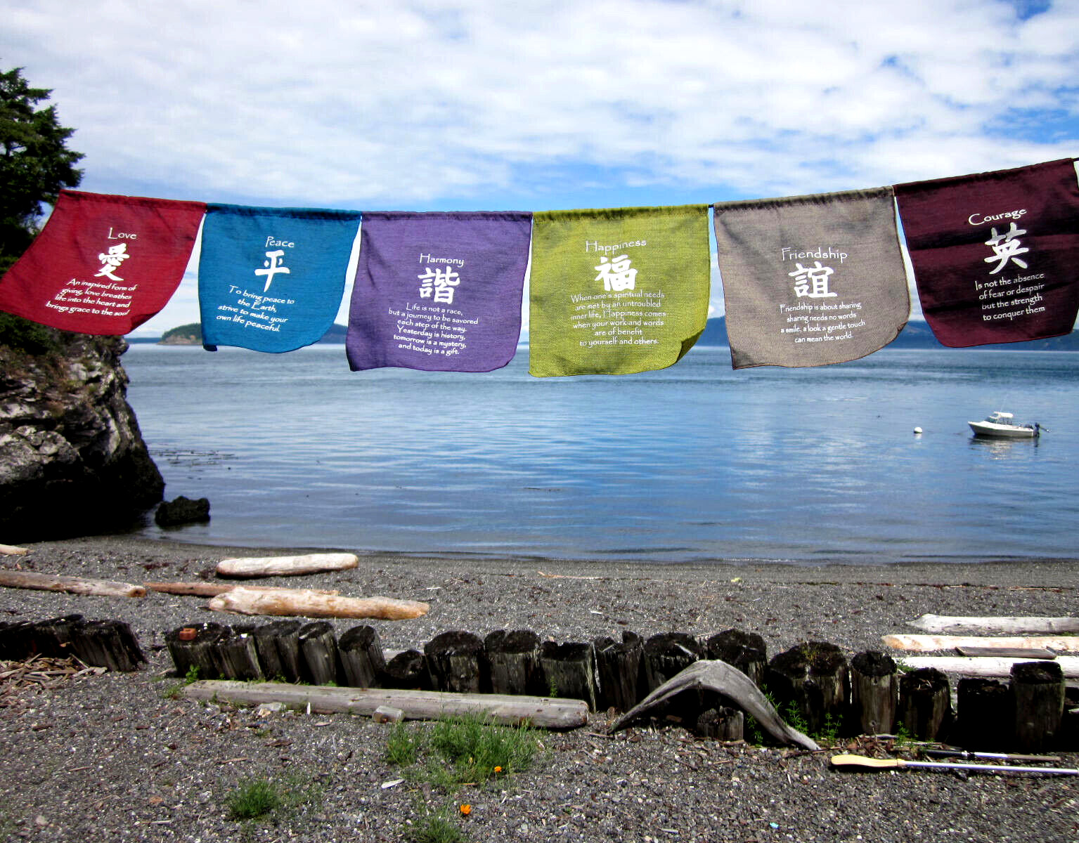 USA Seller Unique 6 Wishes Cotton Prayer Flags From Bali All Hemmed 7 X 7\