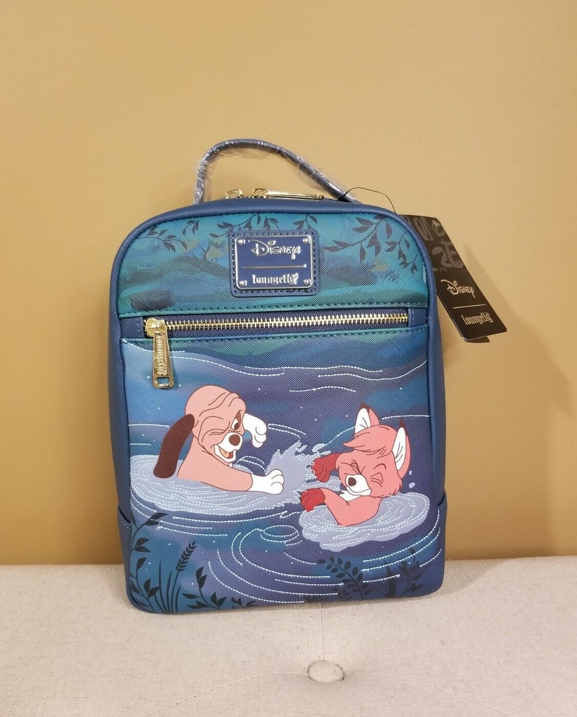 Loungefly Disney Fox And The Hound Mini Backpack Tod Copper Water Play NEW