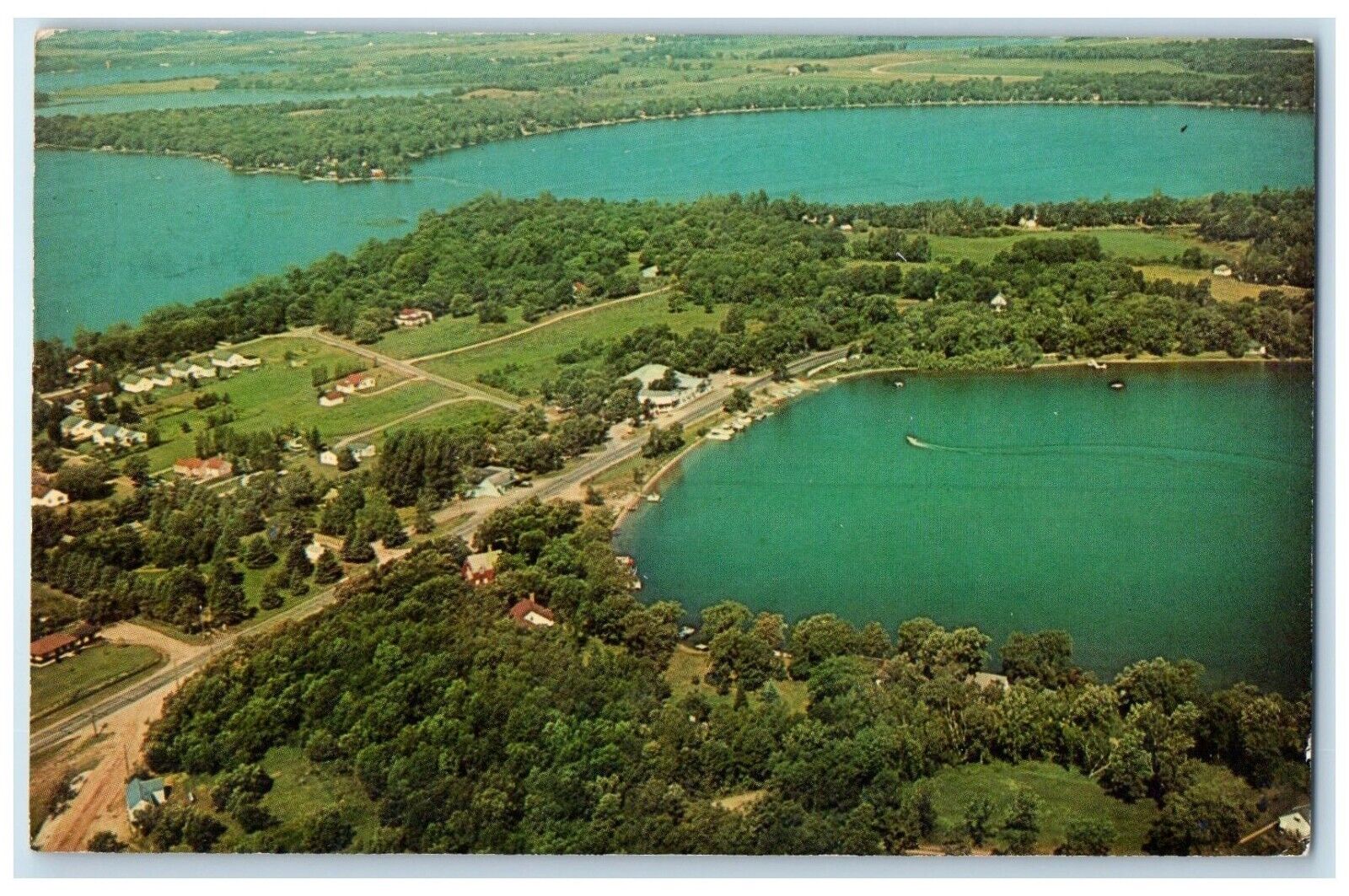 1969 Aerial View Parts Lake Darling Le Homme Dieu Alexandria Minnesota Postcard