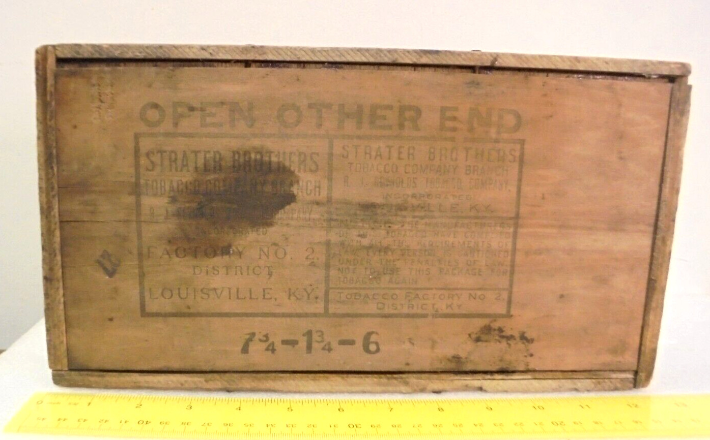 Vintage Strater Brothers, Louisville Ky Plug Tobacco Wood Box