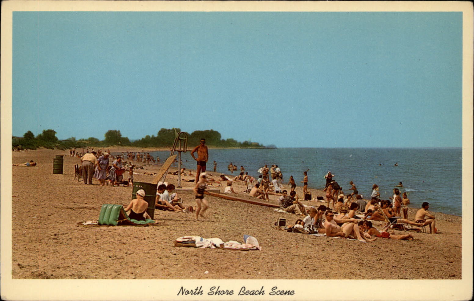 Michigan North Shore scene along lake beach ~ postcard  sku771