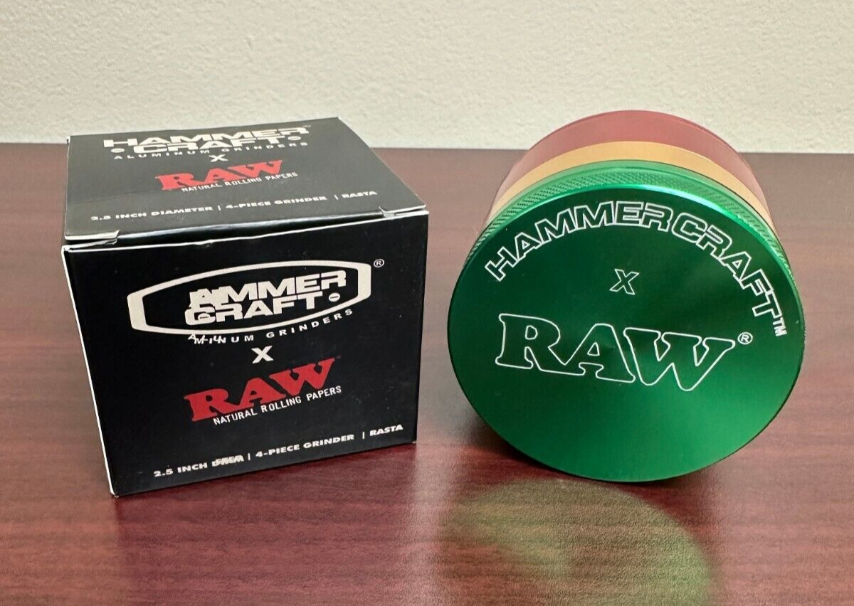 RAW X Hammer Craft Aluminum 4pc RASTA Grinder 2.5