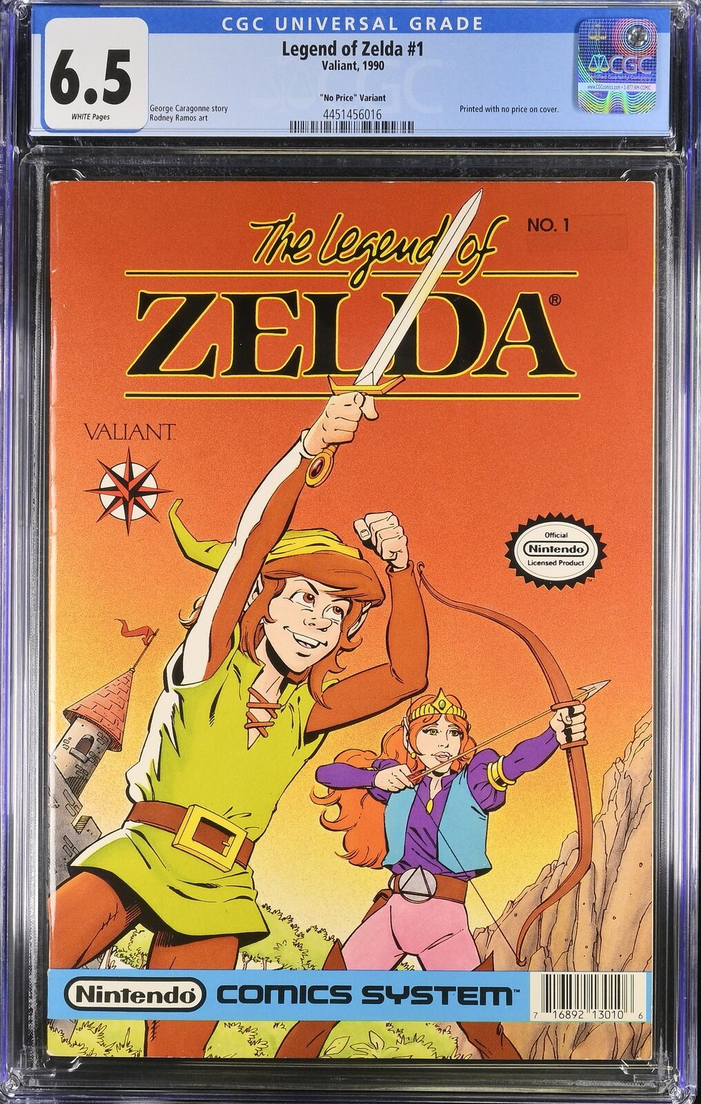 Legend of Zelda #1 - Valiant 1990 CGC 6.5 Printed with no price on cover.