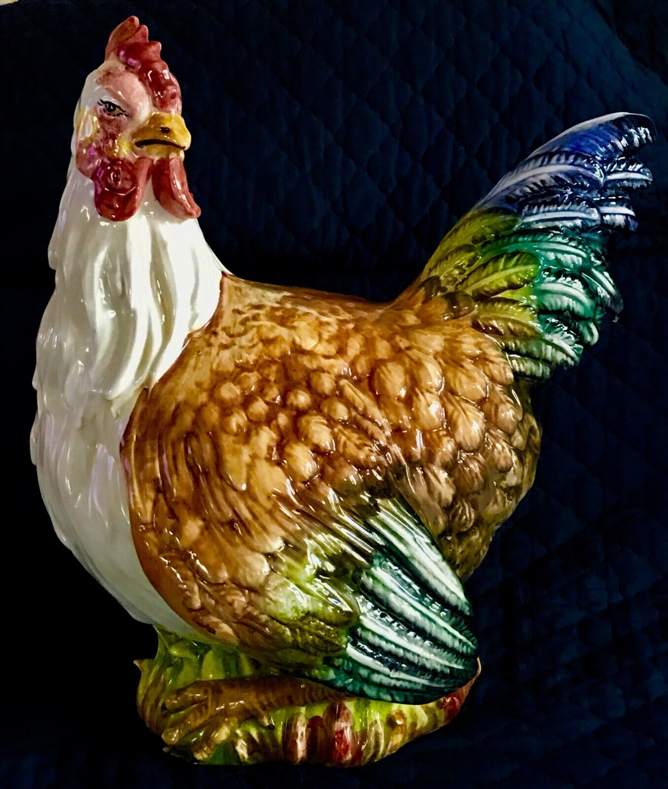 INTRADA ITALY Ceramic, 21” Rooster Sculpture, Hand-Cast & Hand Painted, VTG