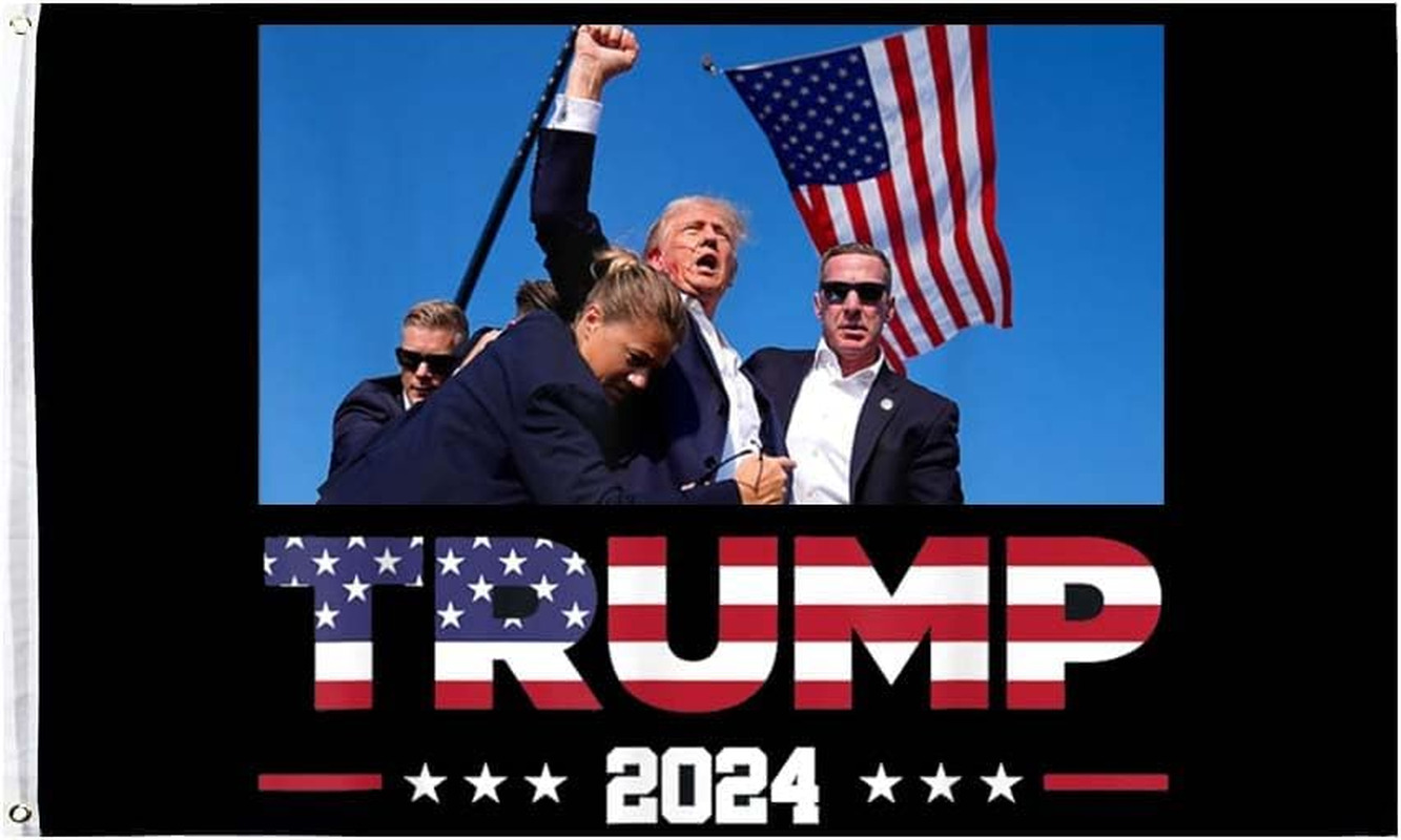 Trump Survived Shot Trump 2024 Ear Bullet-Proof PA Pennsylvania Rally Shot Flag
