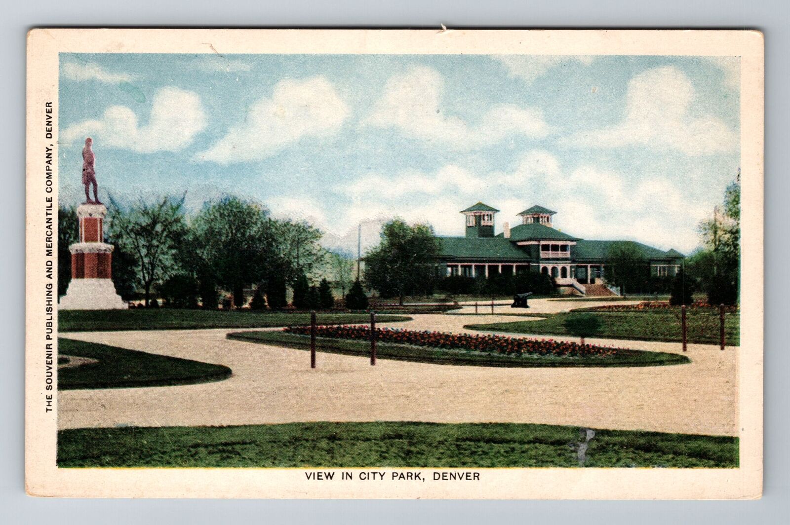 Denver CO-Colorado, View In City Park, Antique Vintage Souvenir Postcard