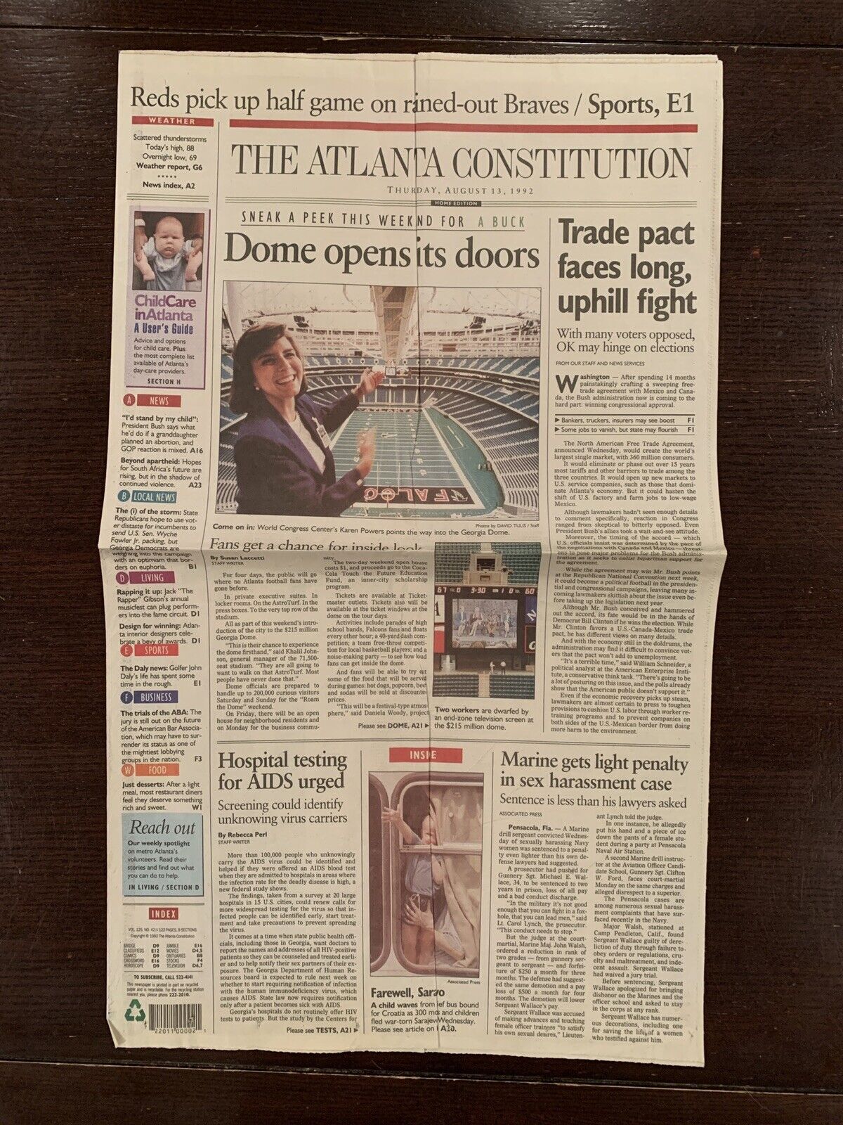 The Atlanta Constitution ~ GEORGIA DOME OPENS ITS DOORS ~ 8/13/92