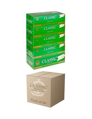 Global Classic 100mm Green Menthol Cigarette Tubes 200 Count 50 Boxes