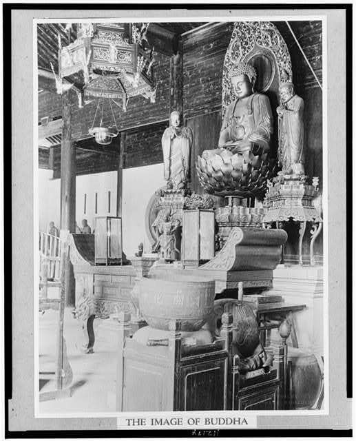 Photo:Buddha, Buddhist triad,Three Precious Ones, 1931,China