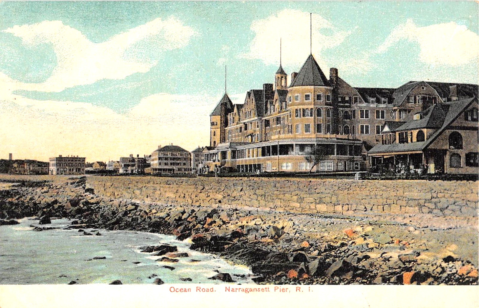 c.1908 Hotels Ocean Road Narragansett Pier RI post card