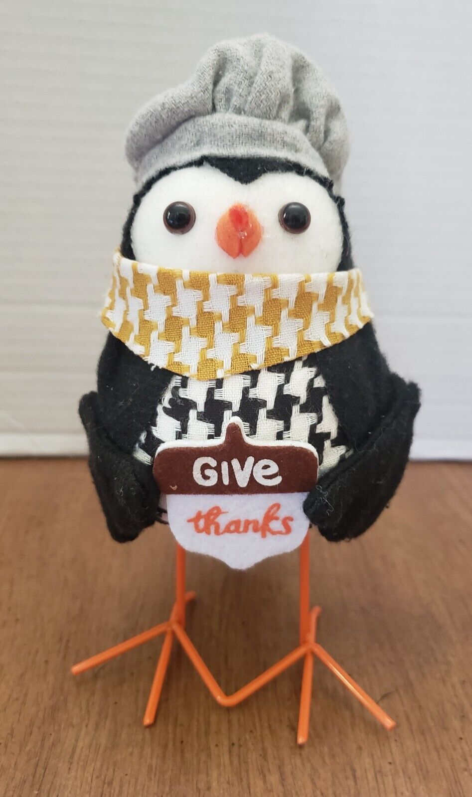 Walmart Fall Thanksgiving Fabric Give Thanks Bird Figure Hat RARE