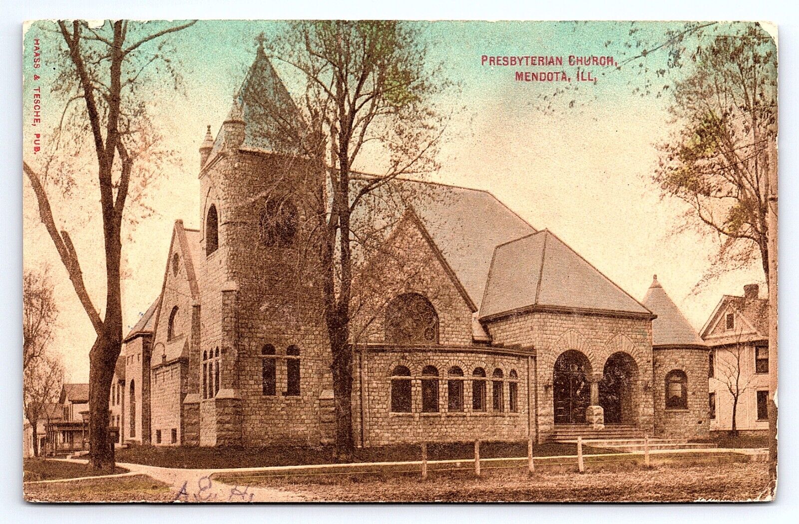 Postcard Mendota Illinois Presbyterian Church IL c.1910
