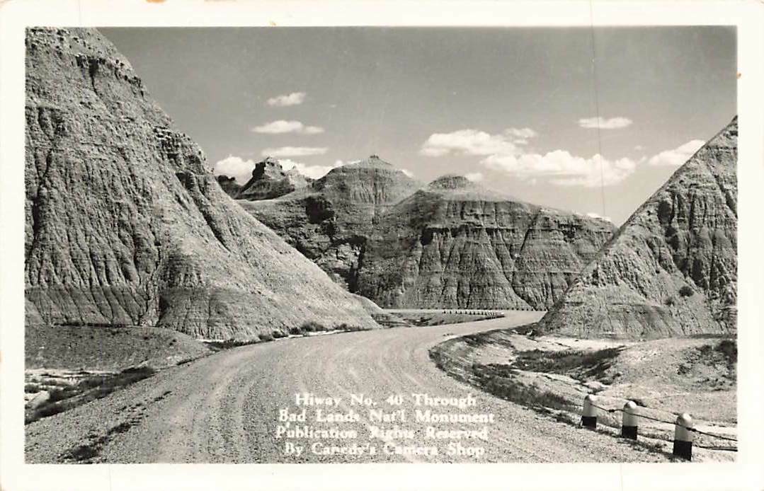 RPPC Curves Road Highway 40 Badlands SD Real Photo  VTG P89
