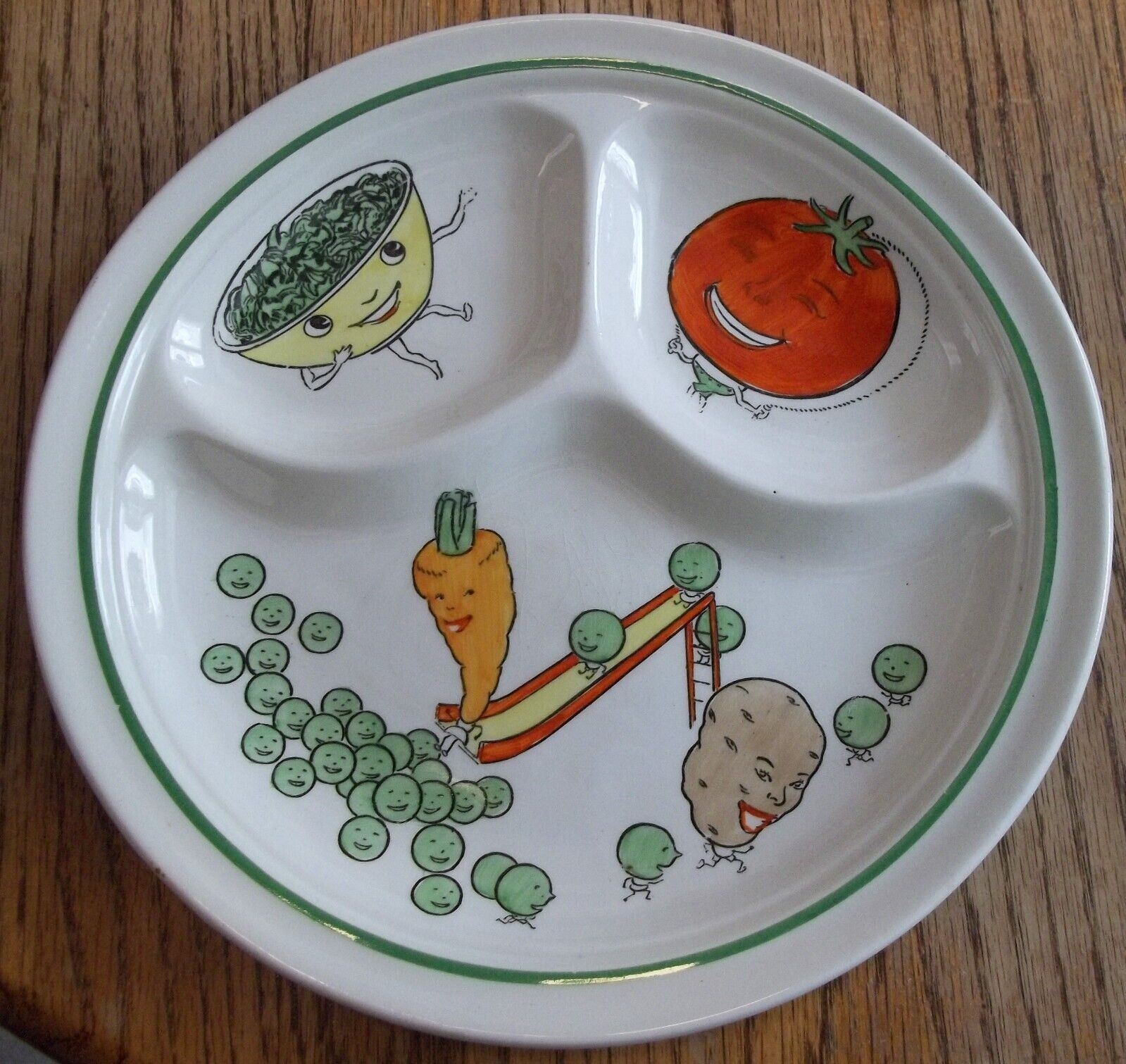 Vntg The Healthy Vegetable Family Divided Plate Booths Silicon China England