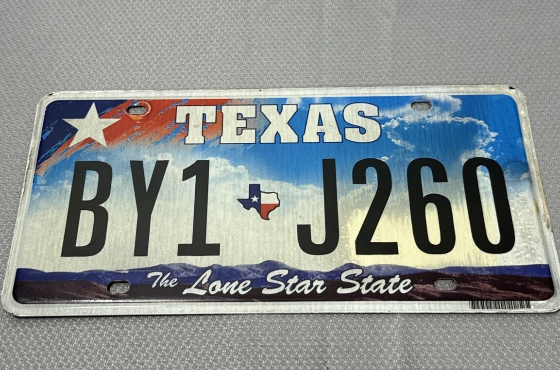 Texas License Plate TX 2009 Clouds Lone Star State Flag BY1 J260 Used Car Colors