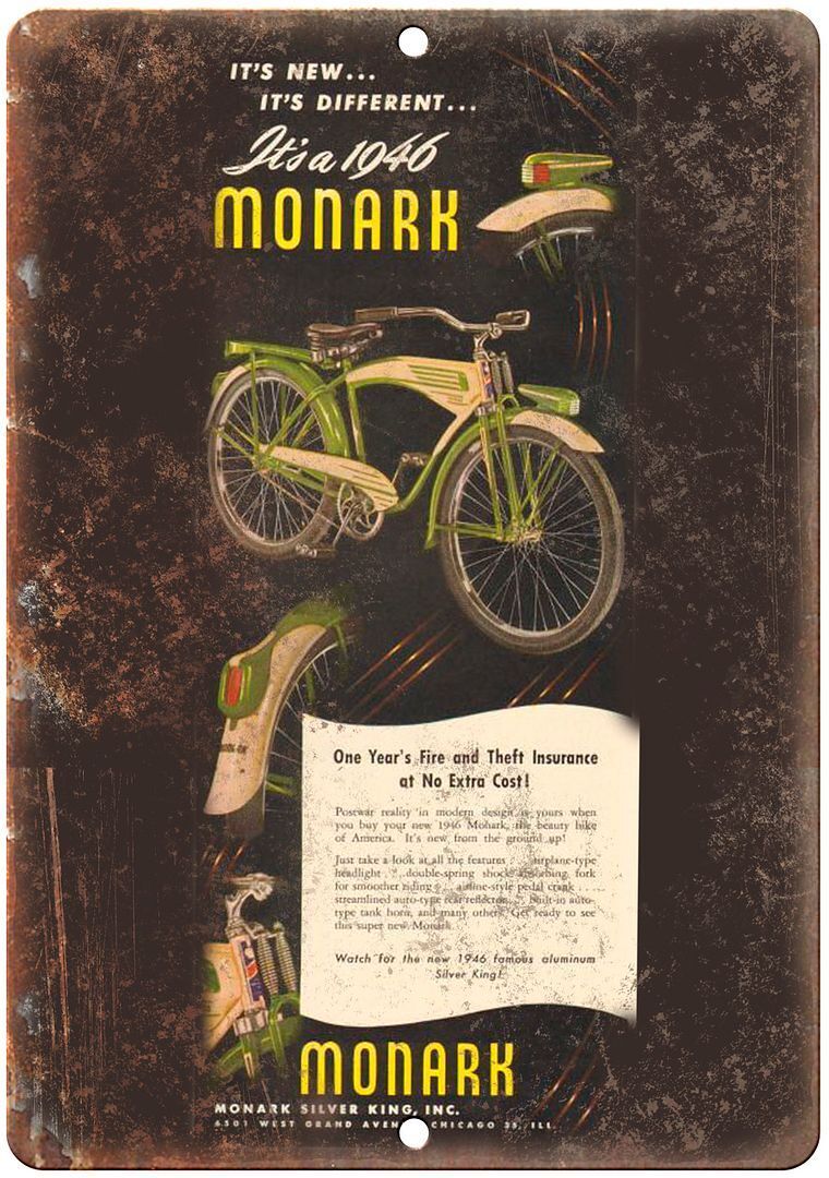 1948 Monark Silver King Inc. Bicycle Ad - Retro Look Metal Sign B122