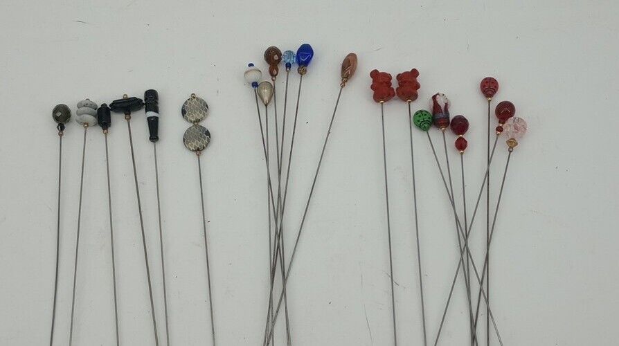 Vintage & Antique Lot Of 20 Ladies Long Hat Stick Pins, These Are Awesome 😎
