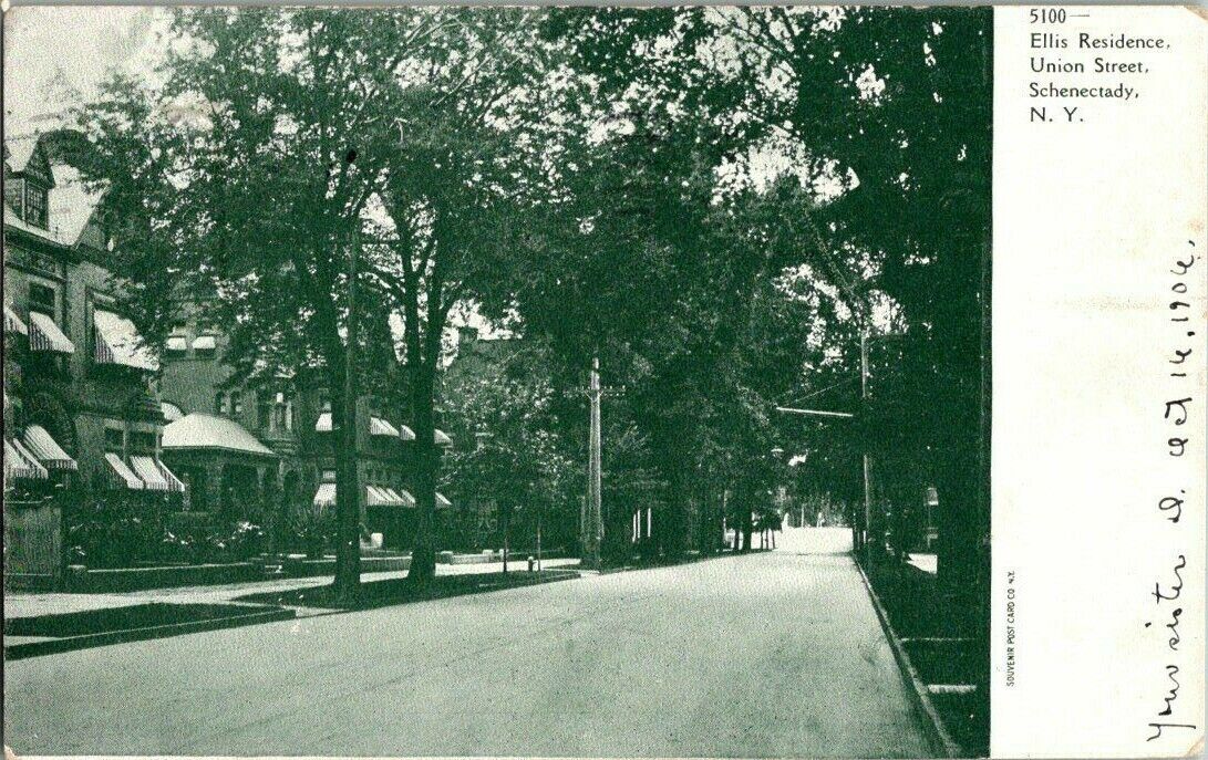 1906. SCHENECTADY, NY. ELLIS RESIDENCE, ON UNION STREET. POSTCARD.