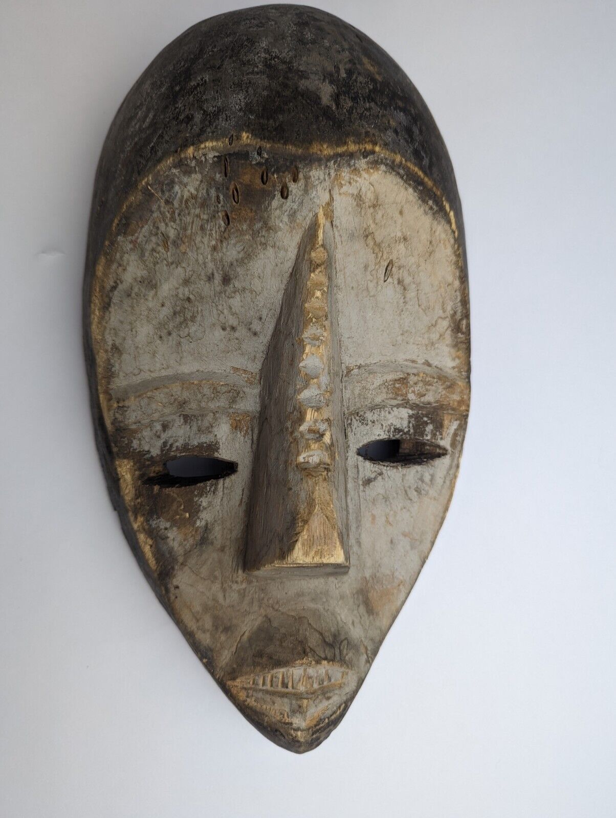 Vintage African Tribal Face Mask Hand Carved Wood Wall Hanging Wooden Decor