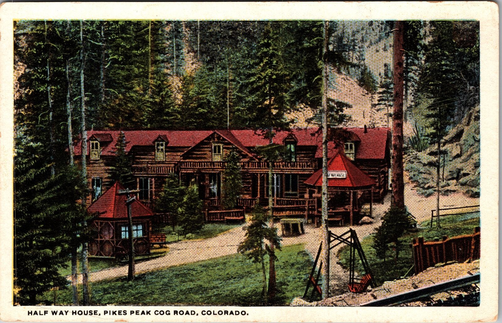 Pike's Peak CO-Colorado, Half Way House, Vintage Postcard