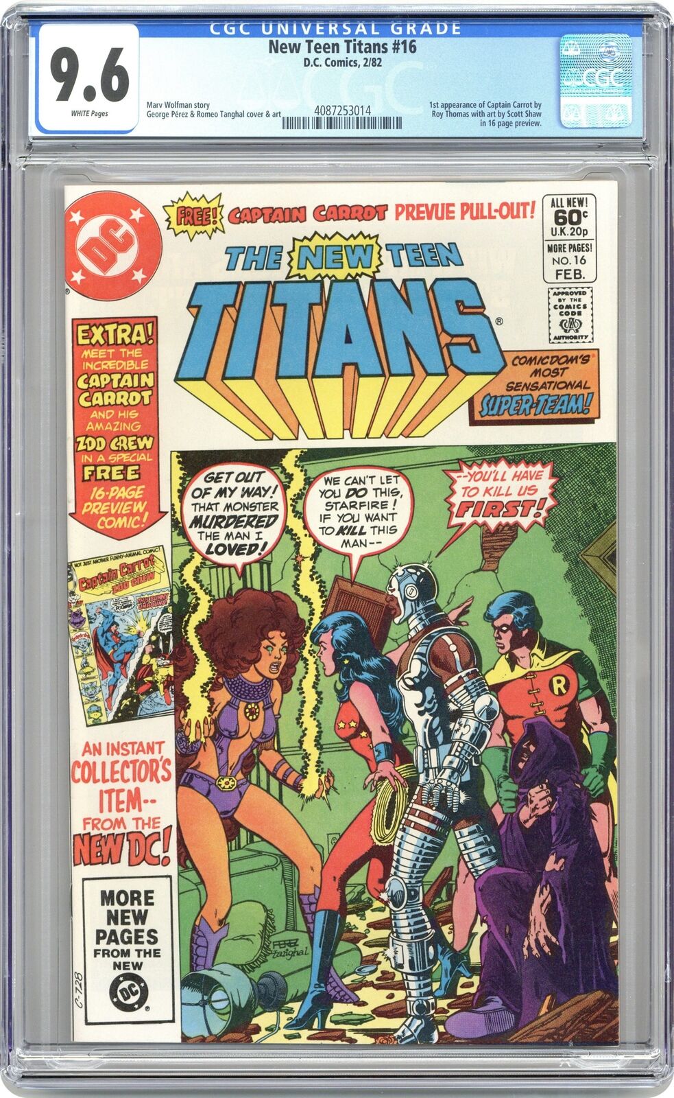 New Teen Titans #16 CGC 9.6 1982 4087253014 1st app. Captain Carrot