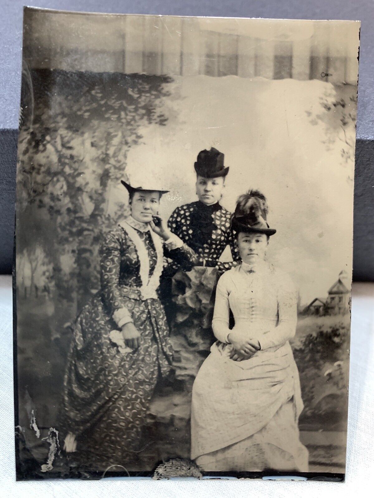 Tintype Photo of Three Lovely Ladies 2.5\