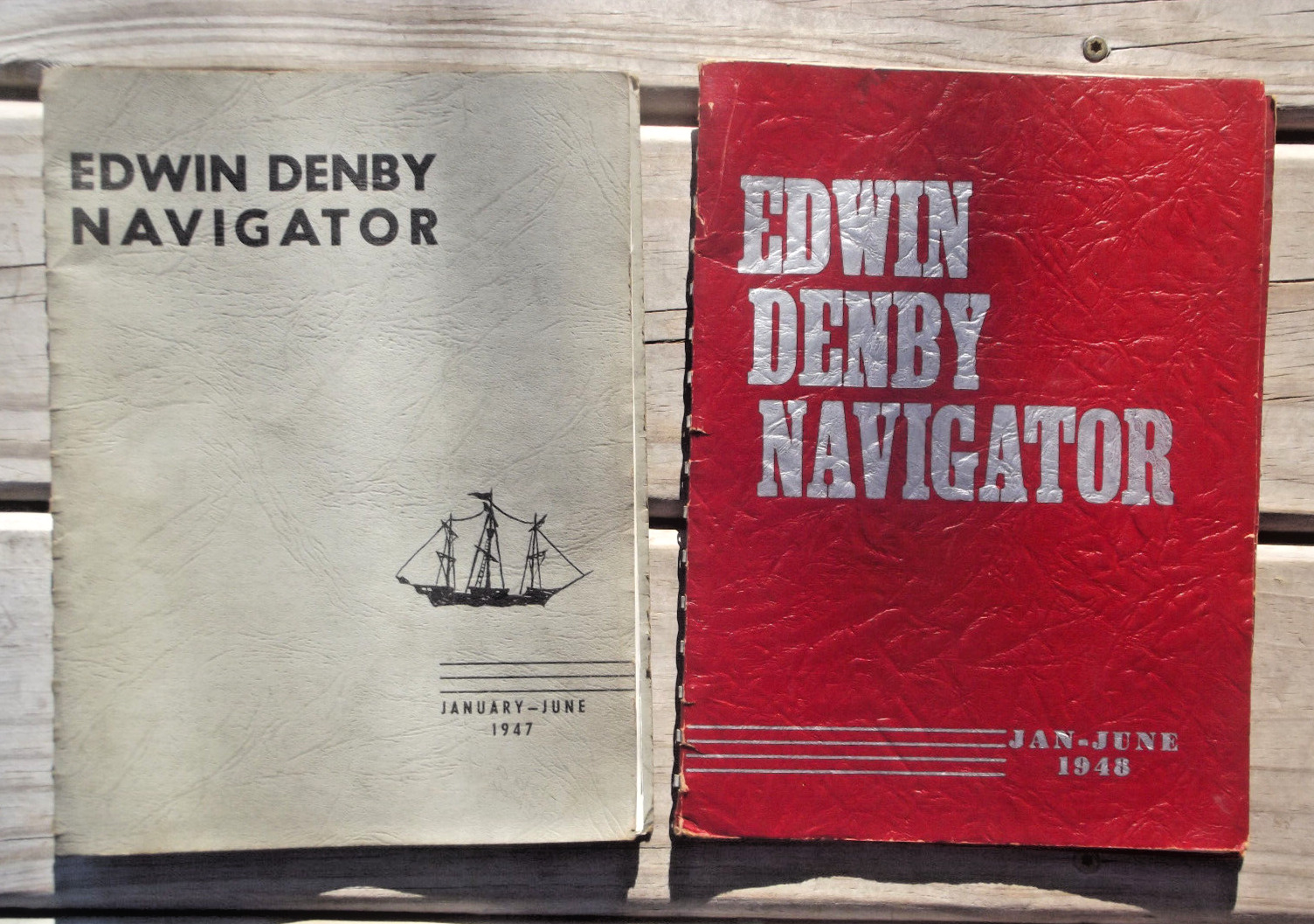 VINTAGE HIGH SCHOOL YEARBOOKS DETROIT EDWIN DENBY NAVIGATOR 1947 & 1948 LOT OF 2