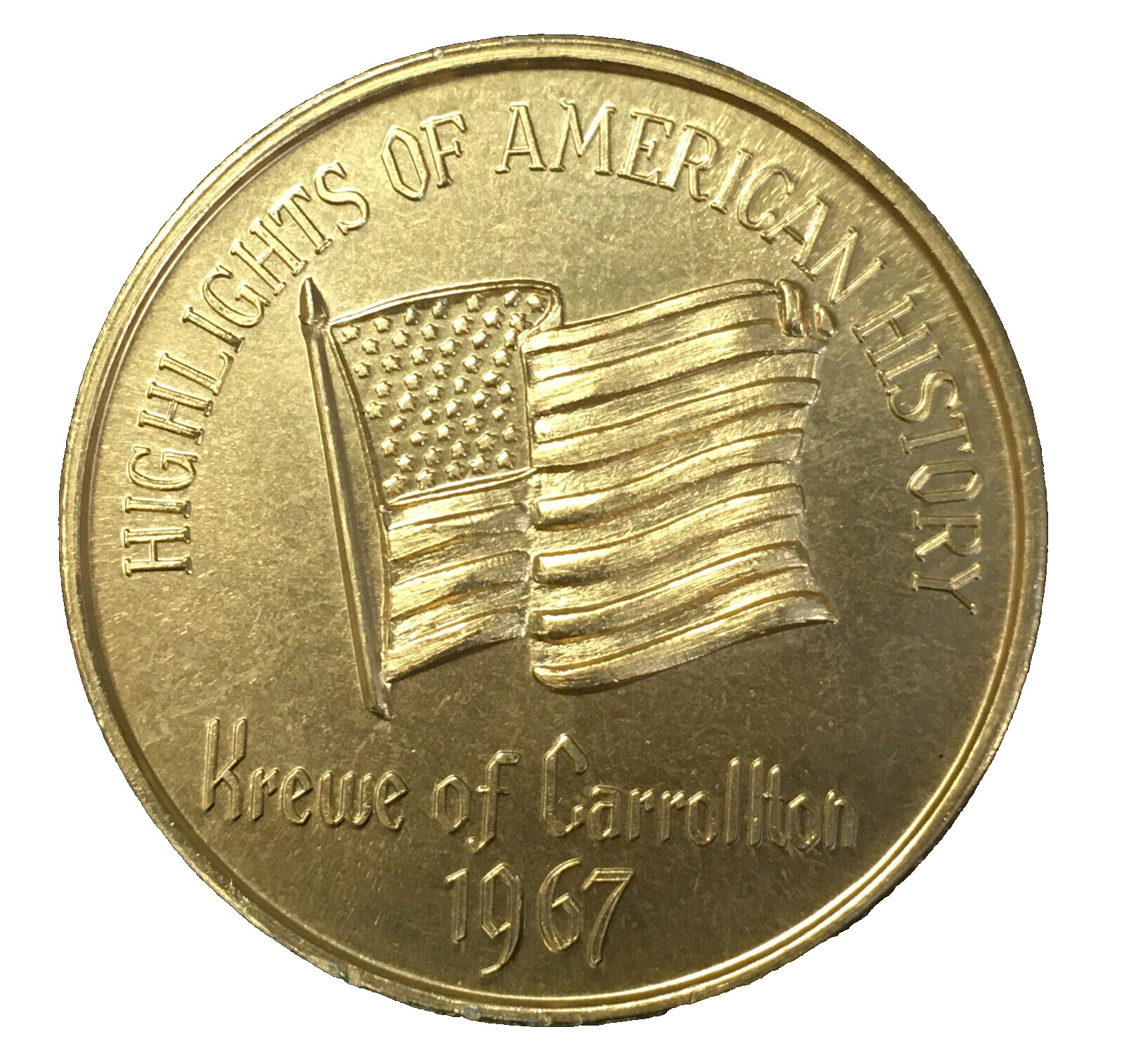 1967 Krewe of Carrollton gold Aluminum Mardi gras Doubloon 0076